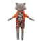 17" Brown & Orange Sitting Boy Herringbone Design Fox Plush